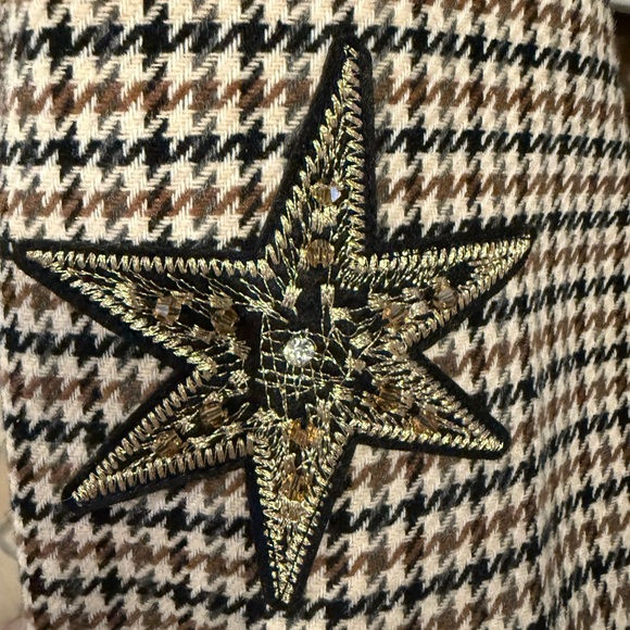 NWT Anthropologie Appliqué Women's Houndstooth Blazer with Gorgeous Beading L - Picture 9 of 16